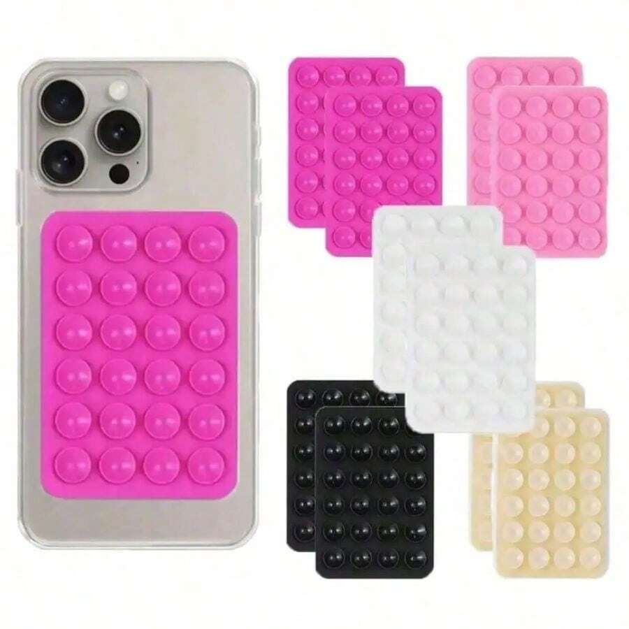 2 piezas Almohadilla de succión de silicona antideslizante - Ventosa de agarre fuerte con respaldo adhesivo - Perfecto para teléfonos inteligentes, ofrece un agarre antideslizante y reutilizable