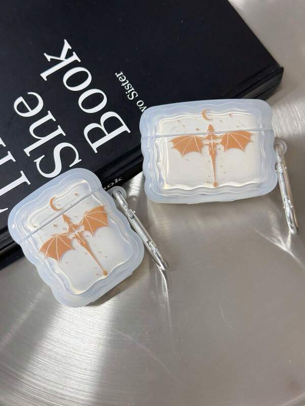 1pc Fantasy Star & Moon Dragon Print Earphone Case