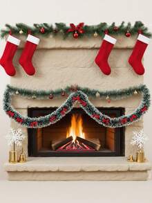 2 pièces/set Couronne de Noël avec lanterne et nœud - Couronne artificielle, utilisée pour la cheminée, l'escalier, la décoration intérieure/extérieure, sans électricité ni plumes, décoration de Noël, fournitures de fête de Noël, décoration de porte et de mur, activités extérieures, décoration de fenêtre de la maison