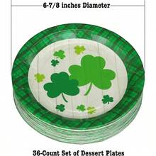 36 - Count Disposable ''s Day Paper Dessert Party Plate, Everyone's Irish Shamrock