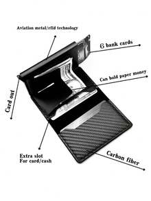 Billetera minimalista ultradelgada con bloqueo RFID para hombres, monedero delgado, portador de tarjetas de aleación de aluminio con botón lateral, soporte para identificación y licencia de conducir, regalo adecuado para adolescentes, casual de verano, al aire libre, deportivo, vacaciones, viajes, graduación, accesorios de vestir, regalos de cumpleaños para hombres, bolso negro - Multicolor - Ver 9