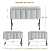 ONBRILL Adjustable Headboard For Full / Queen Size Bed Frame, Linen Fabric Bed Headboard With Storage In Vertical Channel Design, Modern Head Boards For Bedroom, Dorm - Grey - View 9