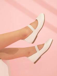 Zapatos planos de suela blanda y fáciles de usar para niños - Blanco - Ver 2