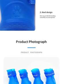 4pcs/Set S/M/L/XL/XXL Cat & Dog Outdoor Ankle Boots, Pet Waterproof Rain Shoes, Non-Slip Rubber Boots, Pet Accessories, Pet Waterproof Shoes, Soft Bottom Won't Fall Off Dog Paw Covers, Pet Warm Shoes For Autumn/Winter - Multicolor - View 12