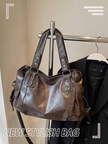 [ US-Based Shipping ] Retro Tote Spacious Work Travel Everyday Essentials Handbag, Vintage Large Capacity Handbag Casual Tote Bag, ‌Vintage Large Capacity PU Leather Shoulder Bag For Women, Vintage PU Messenger Shoulder Bag, Women Casual Tote Bag & Wallet,City Bowling Bags Y2k Streetwear Women's Leather Tote Bag Preppy Cute Purse,Bohemia Style Bag For Women, New Fashion Classic Versatile Commuter Solid Color Shoulder Bag Handbag Wallet, Zipper Opening Ladies Bag, Suitable For Shopping, Travel With, Purses And Bags Women Black Purse Bags For Women Beach Bag Halloween Tote Bags For Women Travel Essentials Clear Bag Bolsos Para Mujer Clear Purse Handbags For Women School Bag Crossbody Bags For Women New Fall Fashion Women Totes Bags For Women Carteras Para Mujer Purses For Women Brown Purse Backpack Work Bag Lunch Bag For Women Back To School - 彩色 - 查看 4