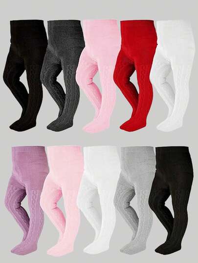 1/3 件纯色针织无缝连裤袜，适合儿童、幼儿、男孩和女孩，返校用品儿童青少年打底裤长袜，婴儿必需品柔软日常梳妆连裤袜，适合秋冬运动保暖连裤袜，万圣节圣诞节礼物