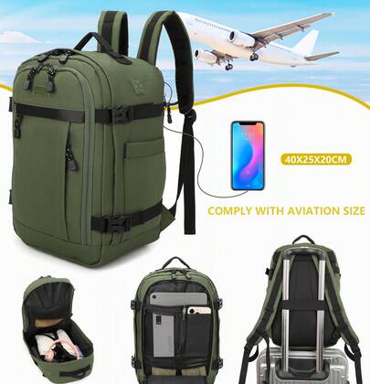 BRIJAY Zaino da cabina Ryanair 40x20x25 cm (20 L) | Zaino da viaggio impermeabile per aereo | Bagaglio a mano resistente | Zaino per escursione, scuola e lavoro | Nero/Blu/Grigio/Verde/Rosa✅ Consegna 24/72h