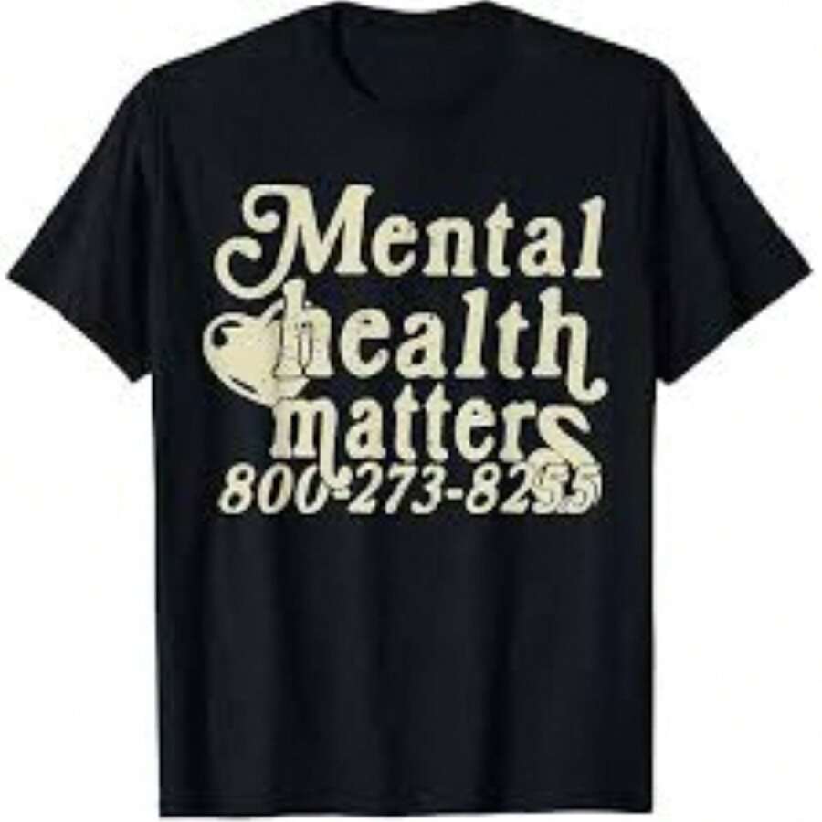 Camiseta "La salud mental importa" - Unisex, 100% algodón negro suave al tacto - Estilo clásico atemporal, camiseta gráfica de moda para hombre, ideal para Acción de Gracias y Navidad - Camiseta con capucha - Negro - Ver 1
