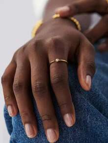 خاتم هندسي هندسي بسيط من التصميم الفرنسي مرصع بحجر الزركونيا النحاسي، هدية يومية وعيد، خاتم إصبع