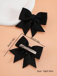 2pcs Girls Black Bow Hair Clips, Fashionable & Cute For Everyday Use