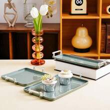 1 pièce Set de plateaux alimentaires à bordure dorée/argentée, en matériau PS, convient pour l'affichage et le stockage du pain, des pâtisseries, des fruits, des collations, des desserts, idéal pour les fêtes et les jours fériés