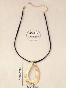 1 buc colier cu pandantiv asimetric geometric texturat cu picătură de apă goală, stil boem vintage minimalist, purtare zilnică versatilă, potrivit pentru cadouri