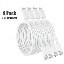 1-4入 Apple 充電線 3.3英呎(約1公尺) USB-C轉Lightning快充線，適用 14/13/12/11/11 Pro/11 Max/X/XS/XR/XS Max/8/7 (白色)，相容16、16 Pro Max、15、15 Plus、15 Pro、15 Pro Max，相容小米手機，Type-C介面，MFi認證 - Usb C to Lightning 3.3FT - 查看 11