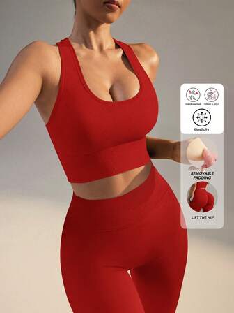 Yefecy Workout Sets Two Pieces Outfits For Women Clothes Gym Yoga Seamless Racerback Sports Bra Tank Tops With Sports Pants