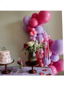 61pcs Pink & Purple Balloons Set, Including Shiny Pink, Light Purple, Pale Pink, Rose Gold Metallic Balloons, And 10-Inch Blush Pink Balloons, Suitable For Wedding, Birthday, Bachelorette Party Decoration - Multicolor - View 5