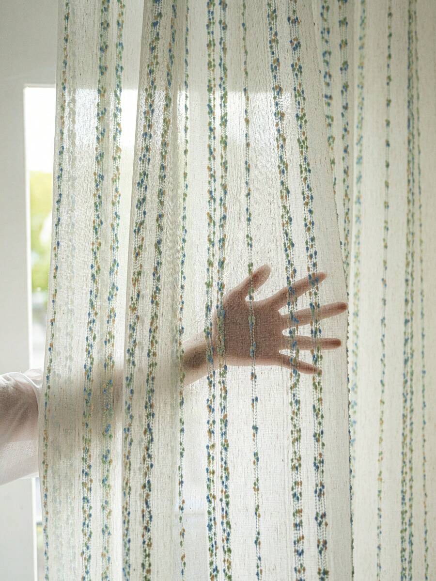 1pc Linen Modern Linen Gauze Curtain - Japanese Linen Style, Rod Pocket Design, Suitable For Living Room And Bedroom - Sheer And Light Filtering Curtain, Living Room Curtain, Bedroom Curtain - Brown - View 1