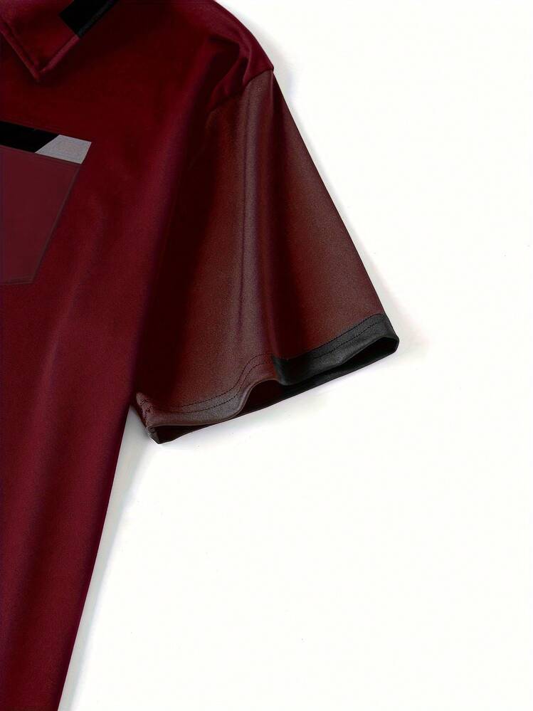 ملابس علوية بولو رسمي كاجوال صيفي للرجال كبار الحجم، بتصميم بسيط بألوان مختلفة مع ياقة وأزرار وأكمام قصيرة، ملابس علوية بولو موضة كبار الحجم متعدد الاستخدامات للتنقل اليومي، قماش مريح، متوفر باللون الأرجواني والأزرق الداكن والزيتوني والبرغندي - عنابي اللون - مشاهدة 4