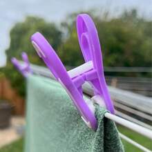 - 64 - Purple Clothes Pegs - No Metal Spring Design To Prevent Rusting, Soft Grip For A Secure Gentle Hold. Plastic Laundry Hangers - Default - View 7