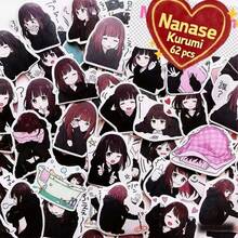 63pcs Anime Cartoon Girl Stickers, Paper Self-Adhesive Decals For Luggage, Phone Cases, Laptops, Helmets, Skateboards, Waterproof DIY Decorative Stickers With Glossy Finish, Asymmetrical Shapes For Plastic Surfaces - Single Use