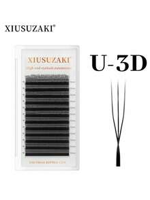 Bộ nối mi giả 12 hàng hình chữ U, 3D, 4D, 5D, dài 8-15mm, làm từ lông chồn, hàng mới về, mi giả nguyên khối dày dặn. - màu đen - Xem 7