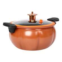 Micro Pressure Cooker - 8L Pumpkin Shaped Pot With Non-Stick Coating For Easy Cooking And Cleaning, Perfect For Home And Dorm Use - Orange - View 6