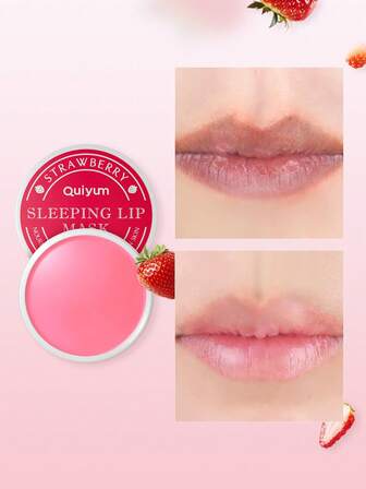 1 件深层滋养 QUIYUM 草莓睡眠唇膜，15 克保湿唇部护理亮白润唇膏，送给女朋友的礼物，适合旅行、露营、徒步旅行、登山、户外