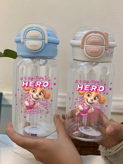 Paw Patrol 1Pc Paw Patrol500ml/16.91ozParty Water Cup Water Bottle Large Capacity With Straw Portable Handle Non-Leaking Water Cup Suitable Cute Cartoon Characters Ryder Rubble Chase Skye Rocky Zuma For Birthday Party Thanksgiving Party Halloween Party Christmas Party