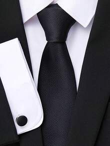 1pc Blue & Black Formal Necktie, Slouchy Man Tie, Suitable For Weddings, Parties, Business Occasions