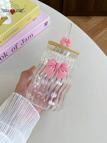 Bowknot Coffee Glass Straw Cup - Girly Bowknot Straw Cup, Milk Tea Straw Cup, Matcha Coffee Straw Cup - Excellent Choice For Holiday/Birthday Gifts! - Multicolor - View 9