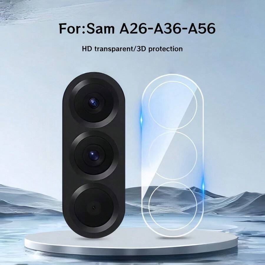 Miếng dán bảo vệ ống kính camera cứng 9H tương thích với Samsung Galaxy A26/A36/A56/A55 5G, trong suốt, chống trầy xước, chống bám vân tay, dễ dàng lắp đặt, phủ toàn diện 3D, cũng phù hợp với các dòng A15/A25/A35/A16/S25 Ultra/S24/S23 FE/Edge/Fold 7/Flip 5 5G. - Trong sáng - Xem 1