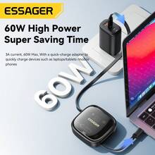 ESSAGER OTG USB Type C 转 Type C 60W Micro IP 收纳盒充电数据线 1M 480Mbps 兼容 、Android、相机、MP3 充电器通用适配器旅行