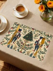 1pc Christmas Nutcracker Table Runner, Christmas Decor Table Runner, Christmas Linen-Like Table Runner, Table Runner, Table Runner, 1pc Table Runner, 4pcs Placemats, 1pc Pillow Cover, 3 Products Available, Seasonal Home Decor Indoor/Outdoor Party Supplies, Winter Home Decor, Christmas Decoration, Christmas Room Decor, Christmas Party Decoration