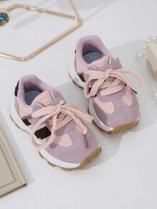 1 双男女通用 PU 绑带和钩环设计经典复古运动鞋，适合所有季节 - 粉色 - 查看 4