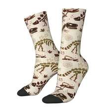 1pair Cretaceous Dinosaur Pattern Illustration Printing Socks Men's 360-Degree 3D Printing Socks Digital Customized Printing Socks Socks