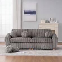 Modern Sofa For Living Room, 84" Corduroy Sofa Couch, Sectional Love Seat Couch, Upholstered Sofa For Apatment Bedroom Home Office - 灰色 - 查看 1
