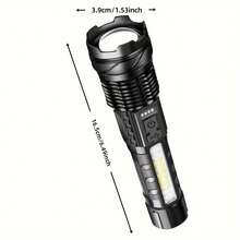 1/2/4pcs Outdoor Portable Multifunctional Flashlight With 8 LED Side Emergency Light, 1200mAh Rechargeable Battery, High Strength Material, 3 Brightness Modes, Zoom Function, Real-Time Battery Display, Suitable For Outdoor, Home, Camping, Cycling, Fishing, Car, Emergency Lighting - Essential Gift For Christmas, Halloween, Festivals - Upgraded Version-flashlight - View 7