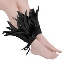 2个仿真羽毛脚环，万圣节角色扮演服装羽毛脚环，适合万圣节、圣诞节、朋克派对、所有季节 - 彩色 - 查看 3