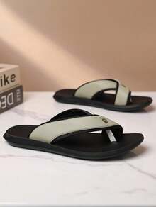 Men's Open Toed Slippers, Cross Strap Design, Simple And Elegant, Comfortable And Durable, Outdoor Beach Shoes, Indoor And Outdoor Dual-Use Flip Flops