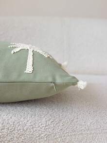1 件绿色刺绣椰子树装饰抱枕套，适合室内装饰，四季皆宜，不含枕芯 - 綠色 - 查看 10