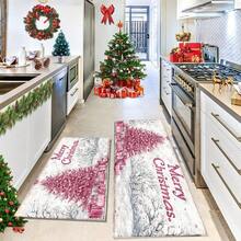 Pink Christmas Tree Microfiber Doormat - Quick-Dry, Non-Slip, Machine Washable, Waterproof & Stain Resistant - Perfect For Kitchen, Bathroom, Holiday Decor & Gifts - Multicolor - View 3