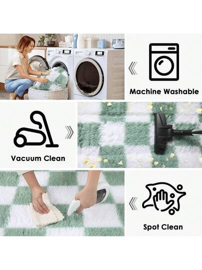 1pc Checkerboard Plush Vloerkleed Area Accent Living Room Bedroom Shag Tapijt Zachte Fluffy Home Skin Friendly Machine WashableEasy To Clean view 7