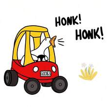 ملصق حائط جديد بشكل بطة كرتونية تقود سيارة حمراء، مناسب لديكور غرفة النوم وغرفة المعيشة، ملصقات ديكور المنزل