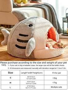 1 pieza Cama para gato linda para gatos de interior, cama cueva suave para mascotas, cojín de casa acogedora para perros, cama de descanso para gatitos, tapete tipo tienda - Gris - Ver 3