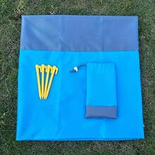 1 Piece Waterproof And Sand-Proof Beach Blanket, Foldable Beach Mat, Picnic Mat With 4 Corner Stakes For Outdoor Camping Travel Vacation Hiking - Blue - View 9