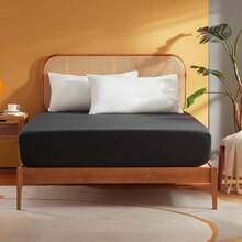 Sonive Fitted Sheet 140 X 200 Cm, Polyester Bed Sheet For Mattress Height Up To 30 Cm, Oeko-Tex Certified Bed Sheet, Black