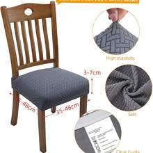 1/4/6pcs Solid Color Stretch Dining Chair Covers, Removable Non-Slip Seat Covers For Kitchen, Bedroom, Living Room, Hotel