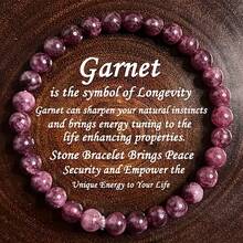 1pc Garnet Bracelet 6mm Garnet January Birthstone For Women Men Fashion Jewelry Perfect Handmade Gift - Red - View 7