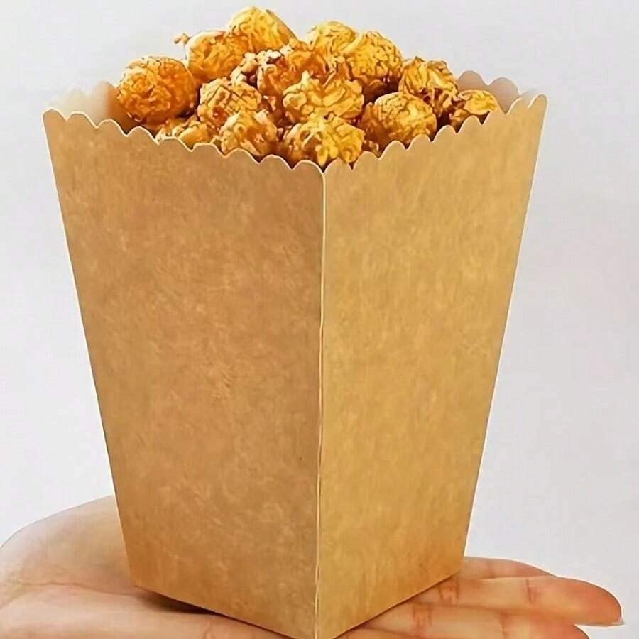 100/50/40/30/25/20/10/5pcs Brown Kraft Paper Popcorn Box, Fries Box, Candy Box, Suitable For Movie Theater, Mall, Party, Christmas - Nhiều màu - Xem 1
