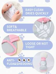 LUCKIE LABO 1pc Colorblock Paw Print Cat & Dog Polyester Hoodie, Anti-Flea, Reduce Shedding, Warm & Breathable, Suitable For Indoor & Outdoor Pets - Grey - View 10