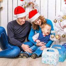Christmas Snowflake Tote Bag Christmas Snowflakes Cookie Treat Boxes,12 Pack Cardboard Gable Gift Boxes Blue & White Winter Holiday Theme - For Frozen Theme Birthday Party Baby Shower Favor-432326 - Bleu azur - Voir 9